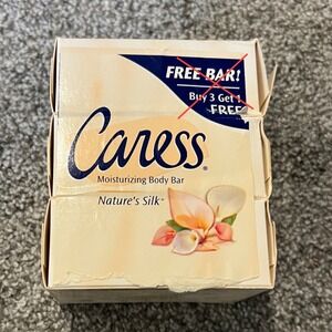 Vtg Caress Moisturizing Body Bar Nature's Silk 3 bars 3.5oz popped open box
